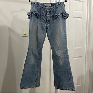 Junya Watanabe Blue Denim Flared Jeans w/ Bows